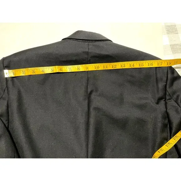 Lauren Ralph Lauren wool sport coat black blazer business logo button men's 38 R
